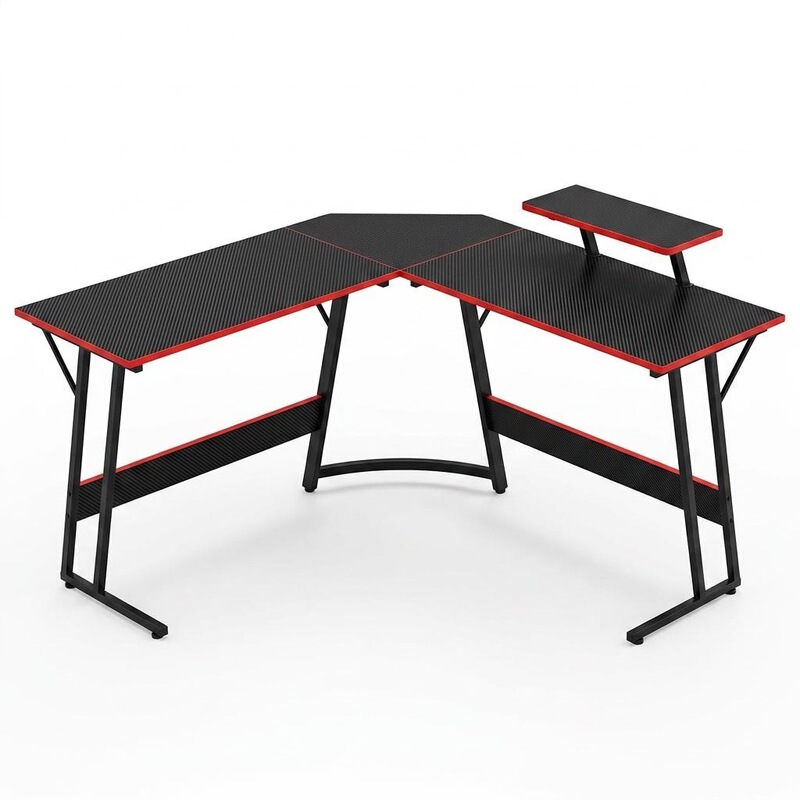 Corner Gaming Desk Desktop Computer Desk Carbon Fiber Gaming Desk Office Home Use Desk with Two Tiers Available for Export