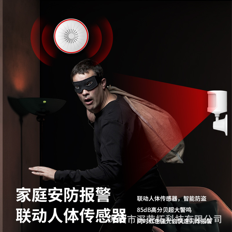 Tuya WiFi/ZigBee対応 スマートUSB給電式 音と光の警報センサー 検知器 赤外線|undefined