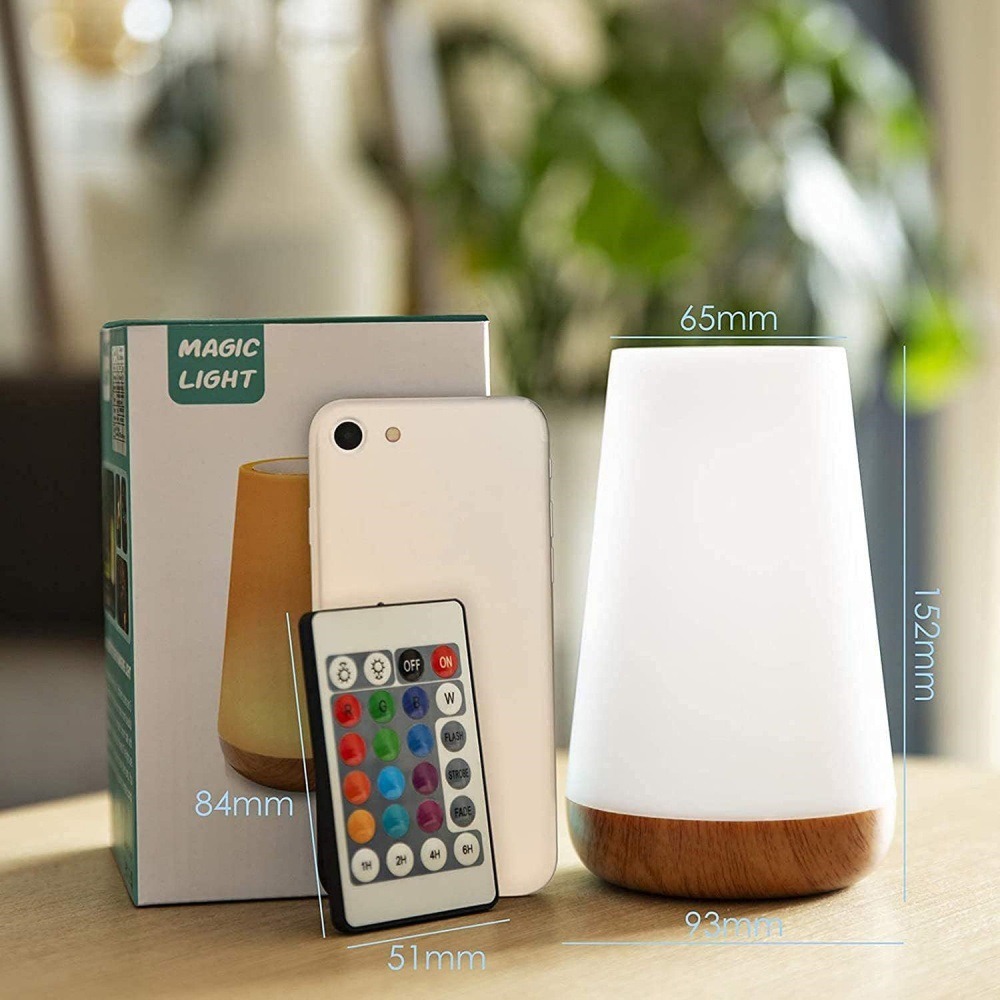 Amazon control remoto lampara de pulsación de madera toque lámpara de noche luz de cabecera 13 colores luz de atmósfera luz de inducción creativa image 7