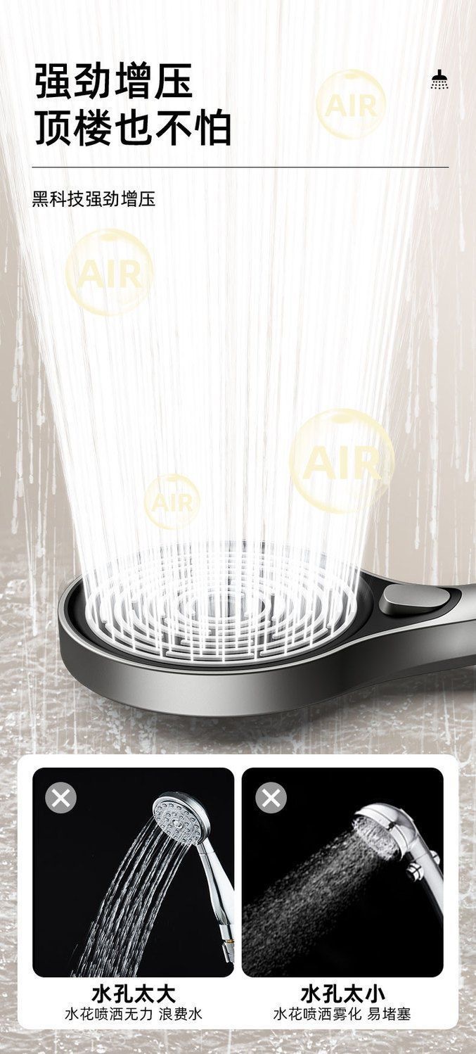 Description Picture 6 of itemNew 13CM Big Pane High Pressure Shower Head 3 Modes Water Saving SPA Spray Nozzle Massage Rainfall Shower Bathroom Accessories