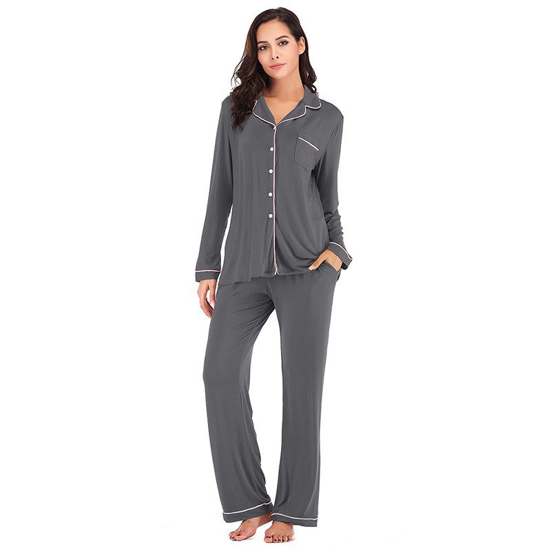 Pijama de Manga Larga para Mujer Set de 2 piezas de poliéster, transpirable, elástico, cálido, para casa y hotel