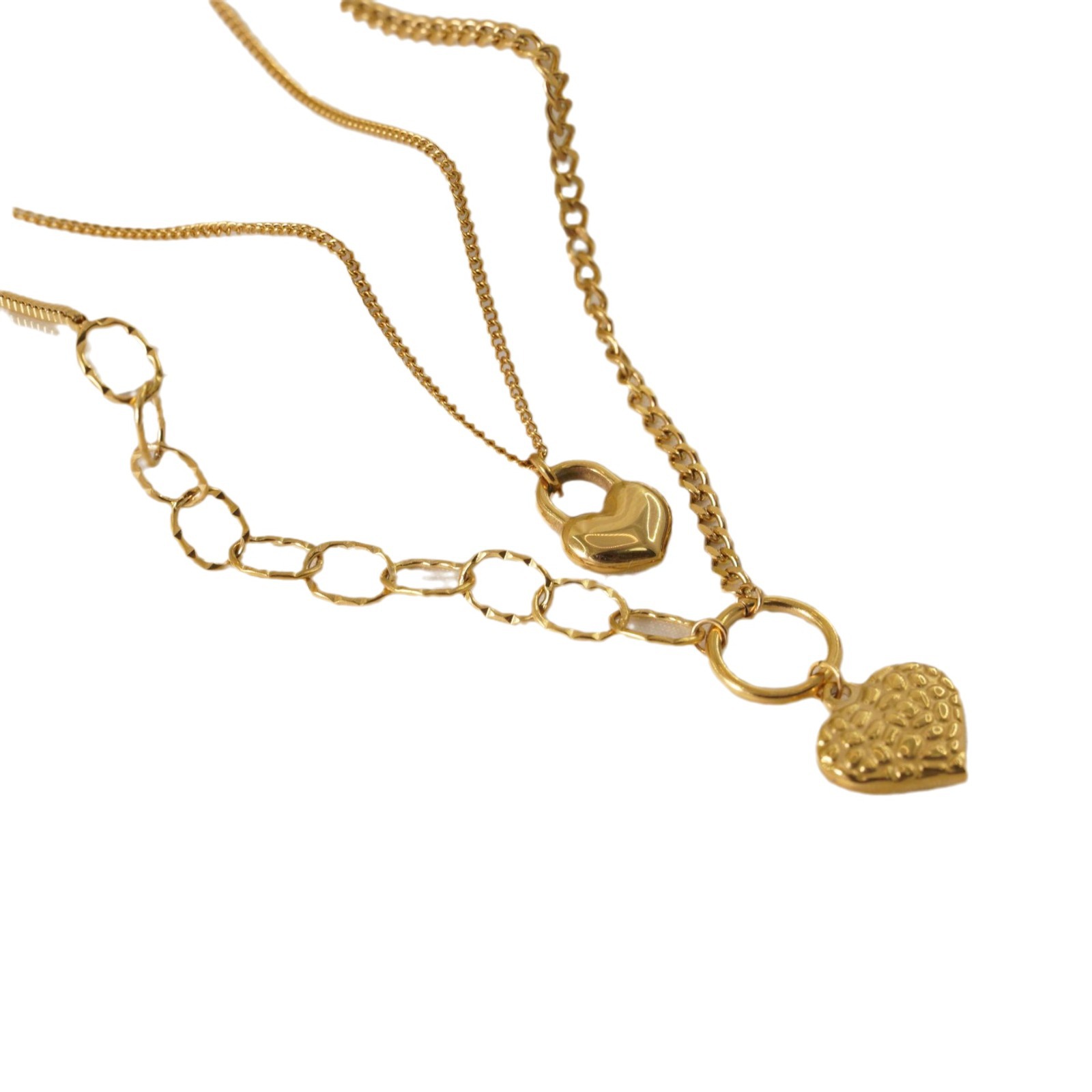 Titanium Steel Chain Material 1 Piece Quantity Titanium Steel 14K Gold Plated Modern Style Simple Style Classic Style Plating Heart Shape Lock Pendant Necklace