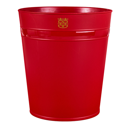 Wedding bride's dowry round paper basket wedding room decoration red happy word trash can festive offspring bucket wholesale