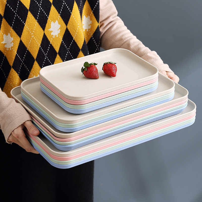 Nordic rectangular plastic water Cup tray living room household tea cup ins tea tray dinner plate large fruit plate