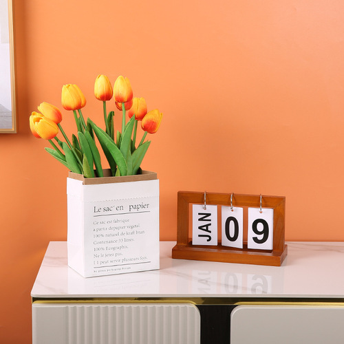 ins Creative Wooden Page Flip Calendar Home Simple Desktop Ornaments Study Desk Calendar Perpetual Calendar Small Ornaments