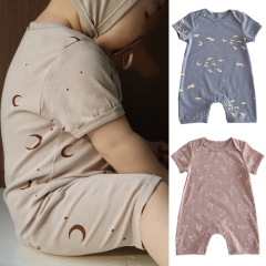 Summer 2024 Nordic Style Baby Clothes Class A 100% Cotton Baby Onesie Short Sleeve Baby Crawling Suit Newborn