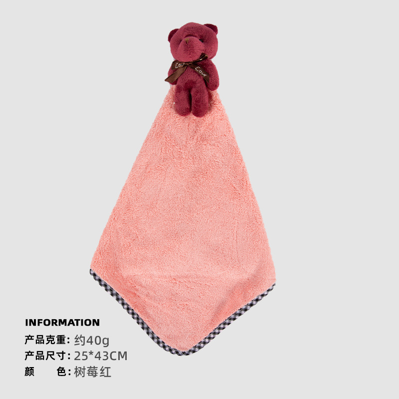 Oso creativo toalla de mano cocina engrosada absorbente colgando toalla de mano Toalla de terciopelo de coral toalla de mano al por mayor