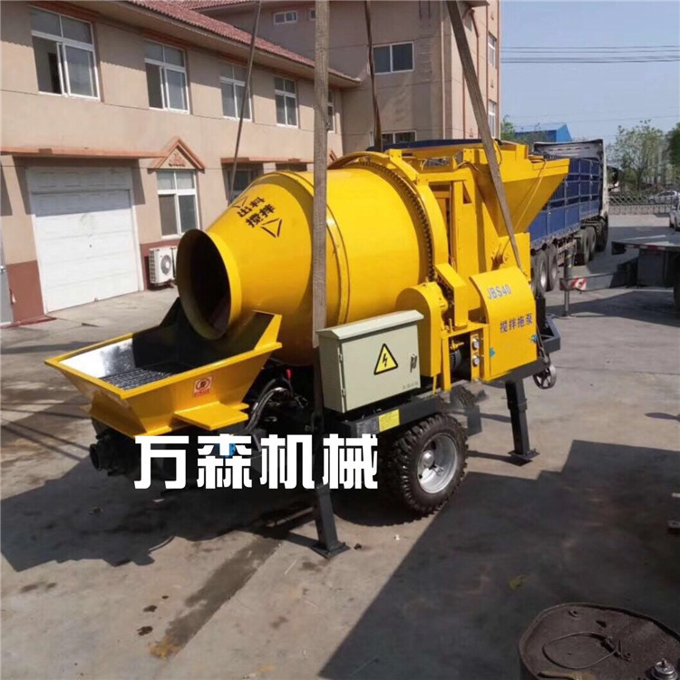 40电动搅拌拖泵110V美国小型机盖房子 搅拌机带泵 40电动 JBS40-B