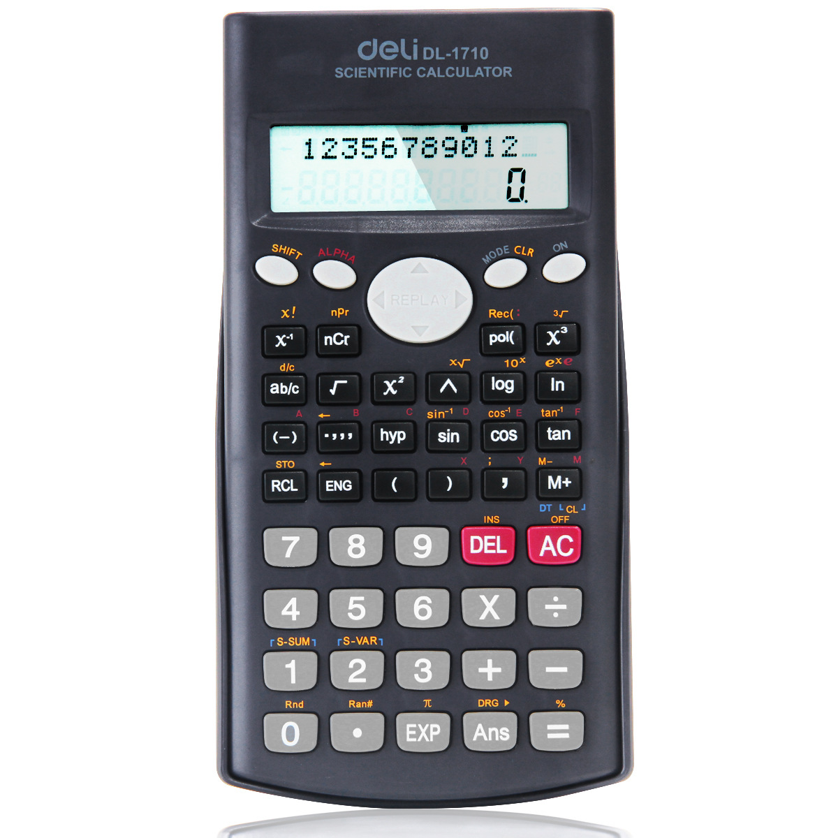 Deli 1710 estudiante de pantalla grande función De ciencia multifuncional Calculadora de protección de cubierta deslizante