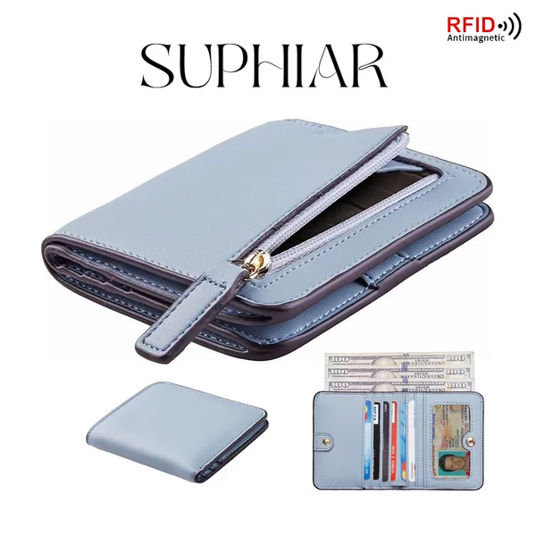 Casual Pu Coin Purse Ultra-Thin Women's Short Wallet Amazon Foreign Trade Hot Style Rfid Anti-Magnetic Wallet Customized