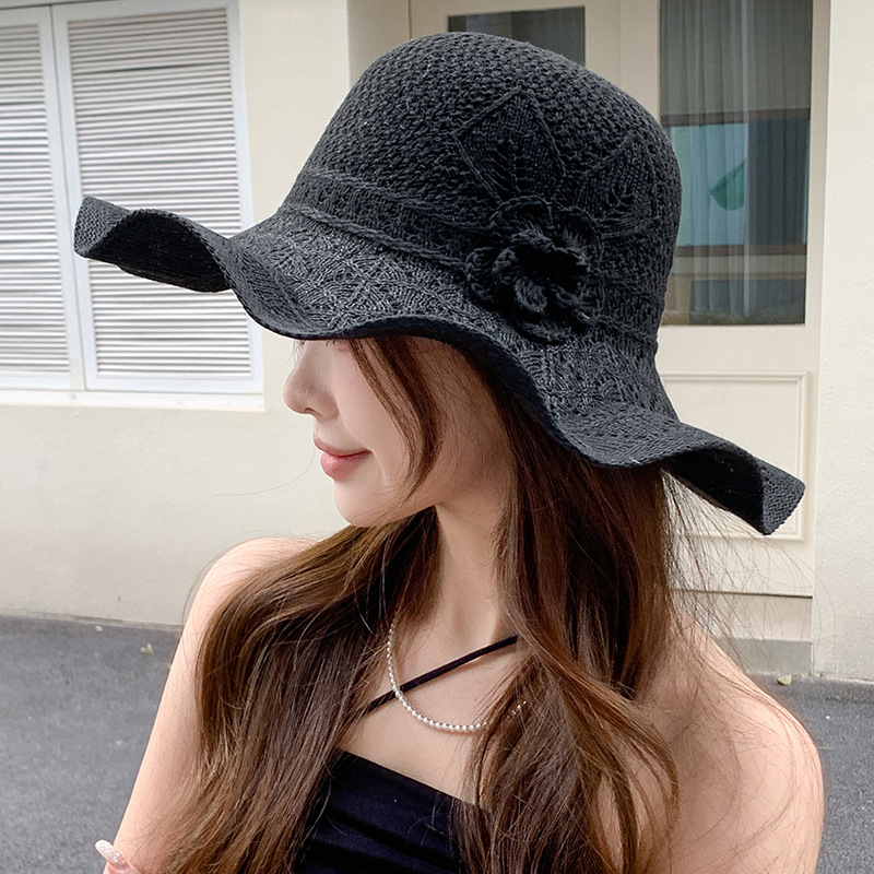 Sombrero de paja con lazo – estilo veraniego, ala ancha, para playa o vacaciones al aire libre