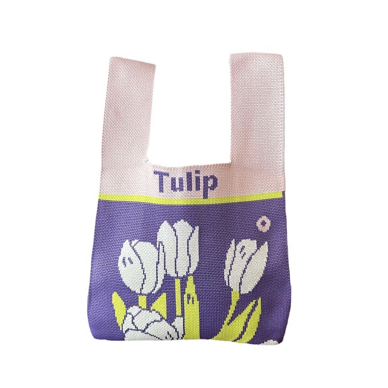 Bolsas de nicho de diseño flor Tulipan bolsas de tejido bolsas de tejido dopamina chaleco bolsas de mano