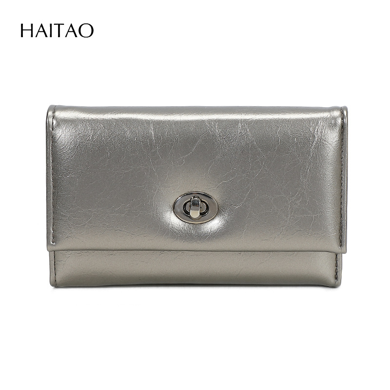 Nuevo tipo de billetera de mujer transfronteriza tres plegables cera de aceite billetera de cuero de gran capacidad multi-tarjeta de alta calidad billetera de cambio para mujeres