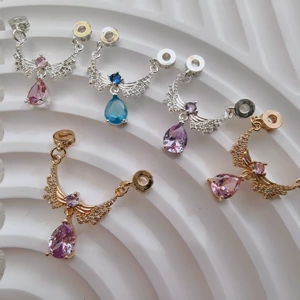 Color-Preserving Zircon Inlaid Pendant Wing Necklace Crystal Bracelet DIY Accessory Spacer Bead with Through-Hole Handmade Material New Model