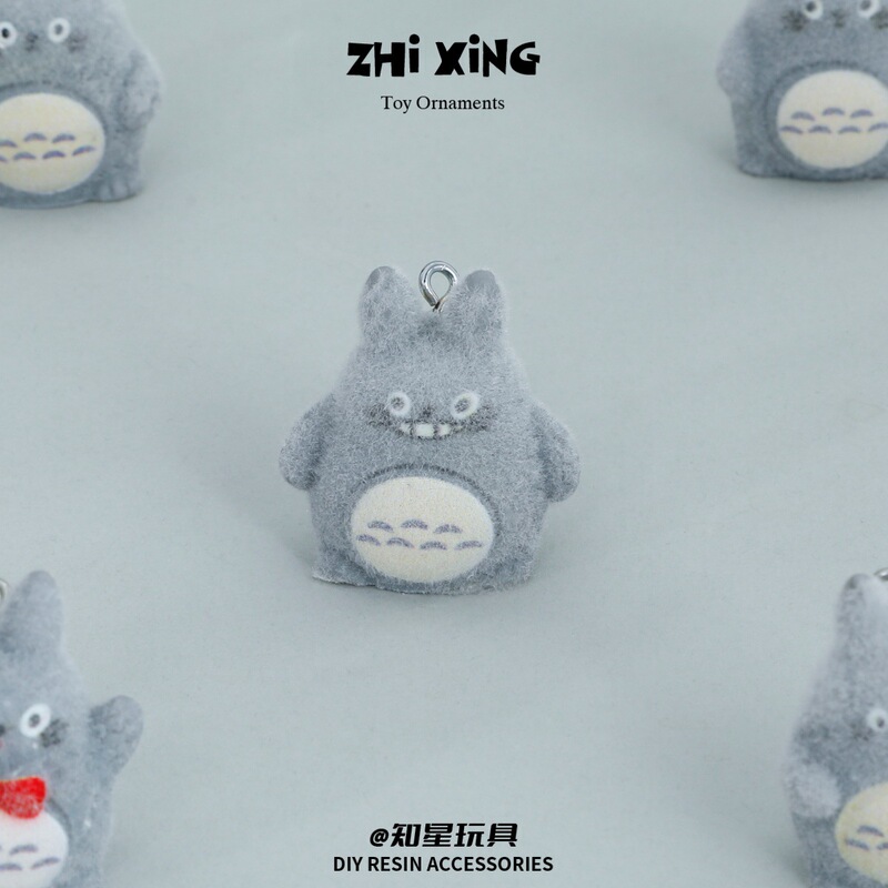 微缩卡通立体仿真上钉植绒龙猫 热销批发创意小摆件树脂DIY配饰|undefined