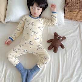 童款a类无骨纯棉春夏宝宝睡衣春秋宝宝内衣套装纯棉秋衣秋裤碎花