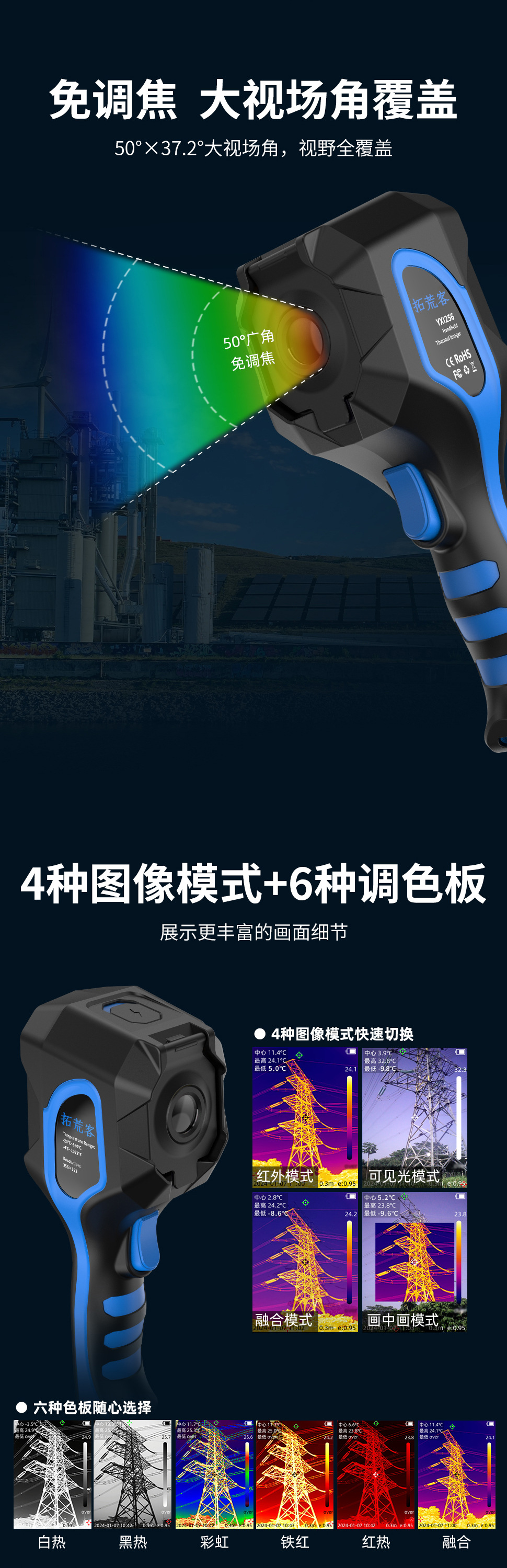 Thermal Imager Handheld Infrared Thermal Imaging Geothermal Heating Anti-Leakage Electricity Inspection Industrial Thermometer