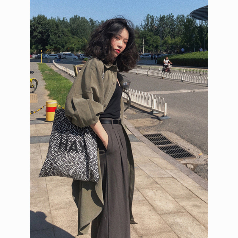 Bat Sleeve Thin Long Sleeve Coat Coat Women's Spring New Lazy Style Elegant Mid-length Top Instagram Women's Clothing