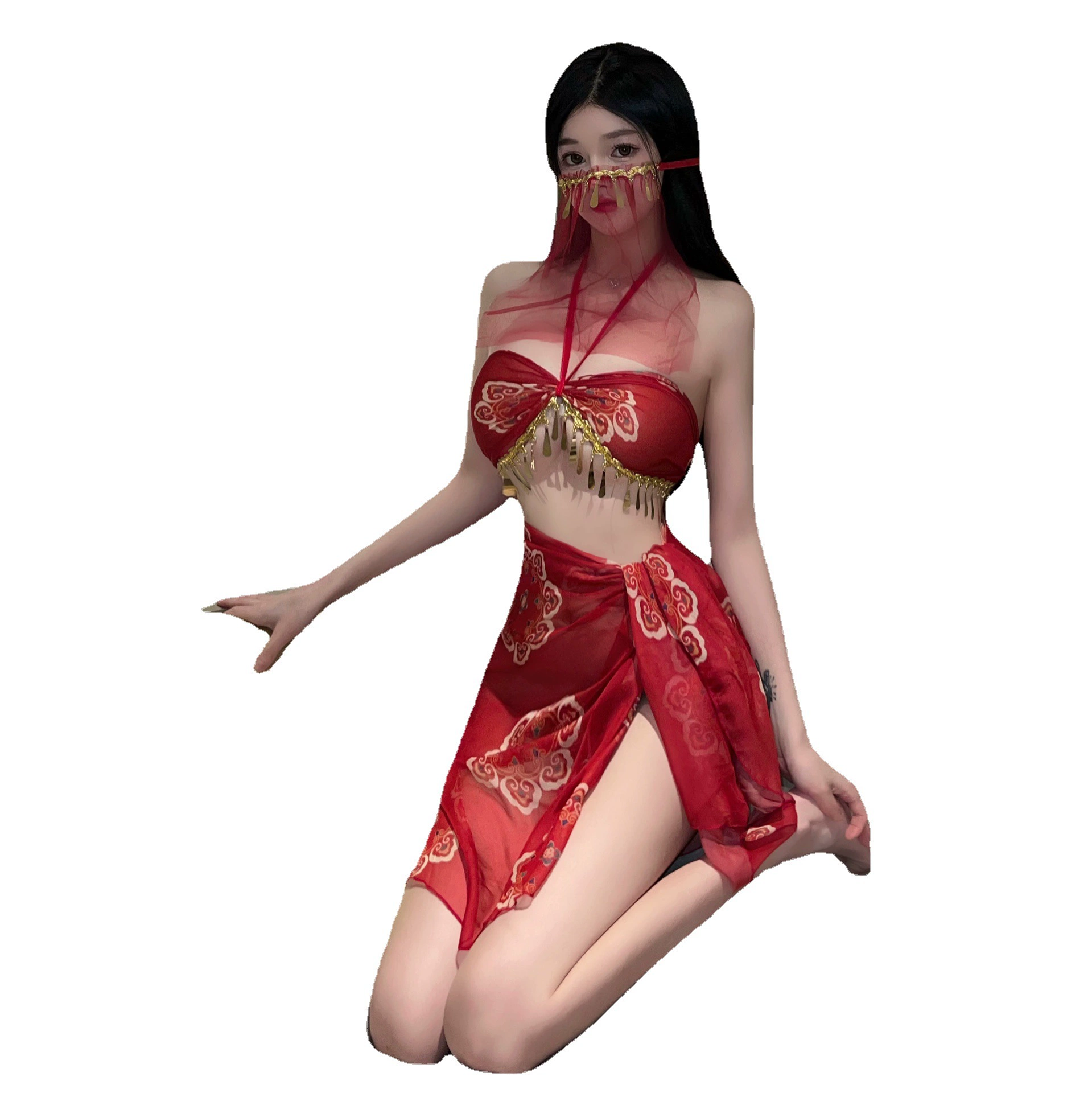Сексуальное прозрачное нижнее белье, Hanfu, топ-труба, комплект