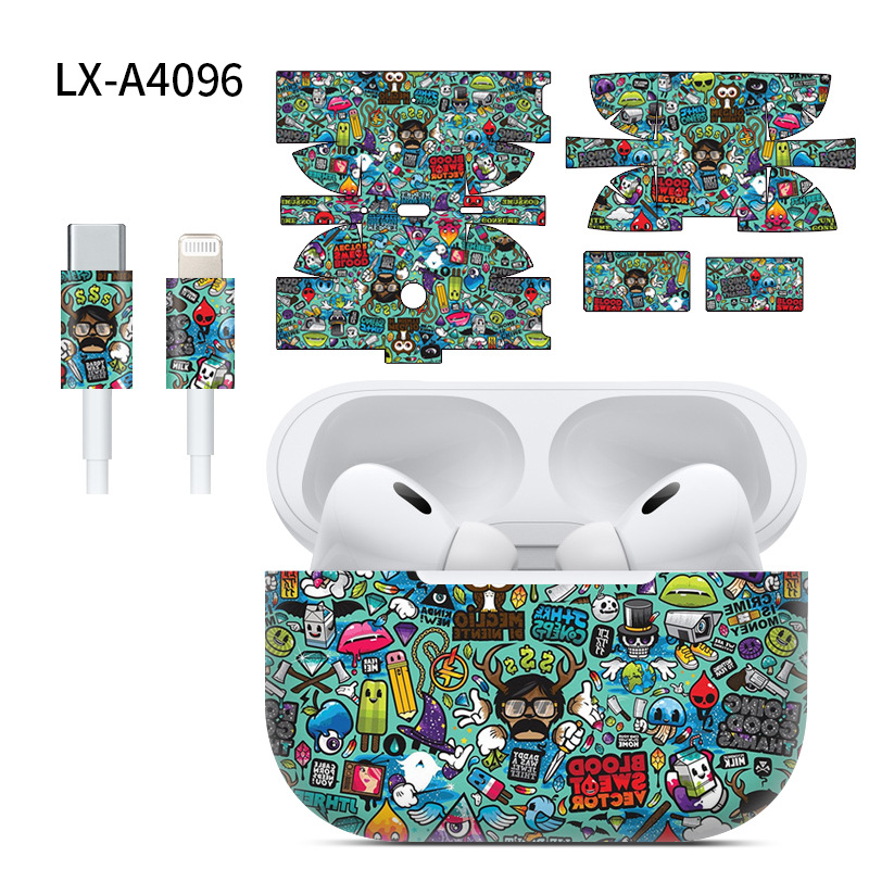 Adecuado para pegatinas de AirPods Pro2/Pro3, textura mate, película para auriculares Apple, película protectora de cobertura total