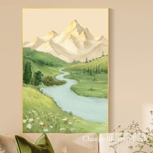 奶油风客厅装饰画肌理山水风景挂画玄关壁画沙发背景墙ins风摆画