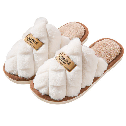 New Cotton Slippers for Home Use, Couple Slippers Women's Postpartum Shoes Wholesale Fuzzy Slippers Anti-Slip Winter Slippers