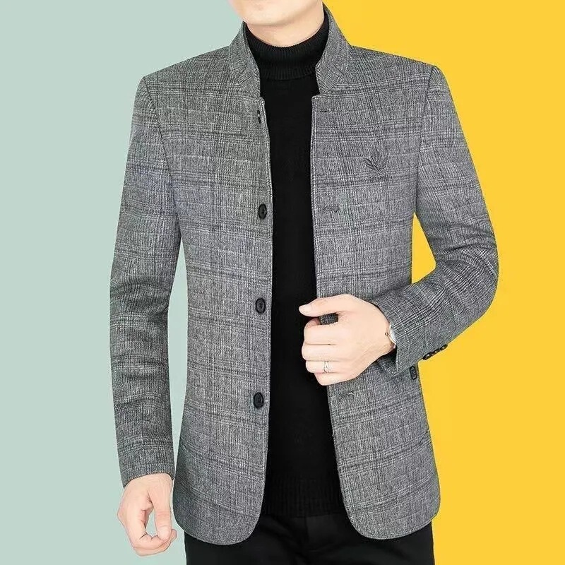 New autumn and winter woolen coat men's middle-aged men's coat thickened dad winter fashionable coat jacket