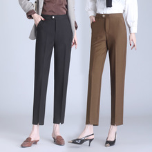 批发大牌秋冬休闲西裤正装OL职业女士哈伦裤垂感九分小脚裤配腰带