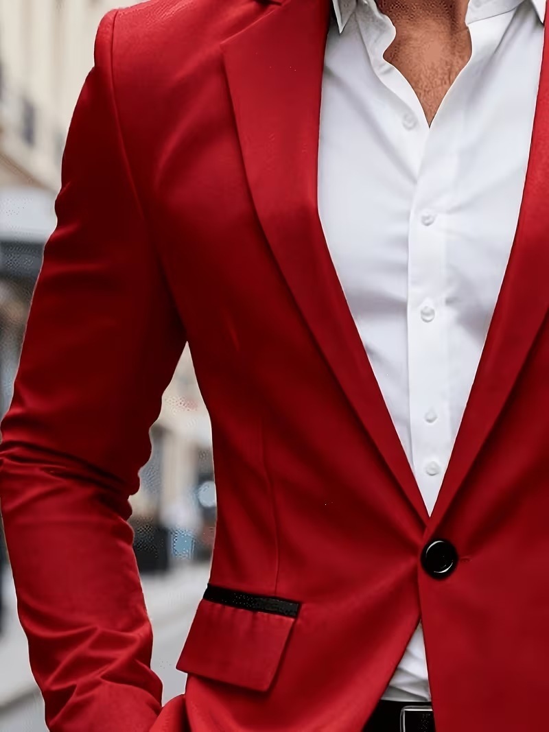 Modern Slim Fit Mens Blazer Single Breasted Casual Suit Jacket_voghion.com