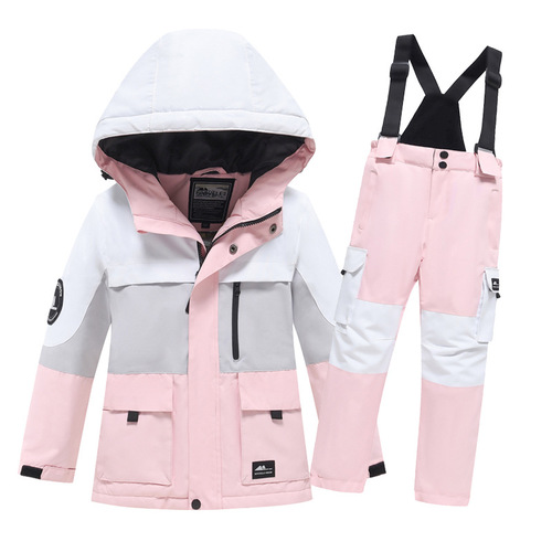 Children's Ski Suit Set for Boys and Girls, Workwear Ski Jacket and Pants, Windproof and Waterproof, Unisex Snowboard Suit Set