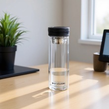 富光玻璃杯双层大容量喝水杯子车载便携健牌隔热耐高温泡茶杯批发