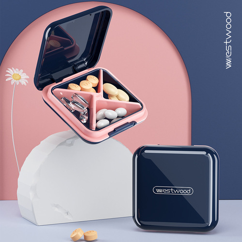 Westwood TP-005 New Four-Grid Medicine Box Professional Medicine Storage Box 7-Day Airtight Moisture-Proof Dosage Box