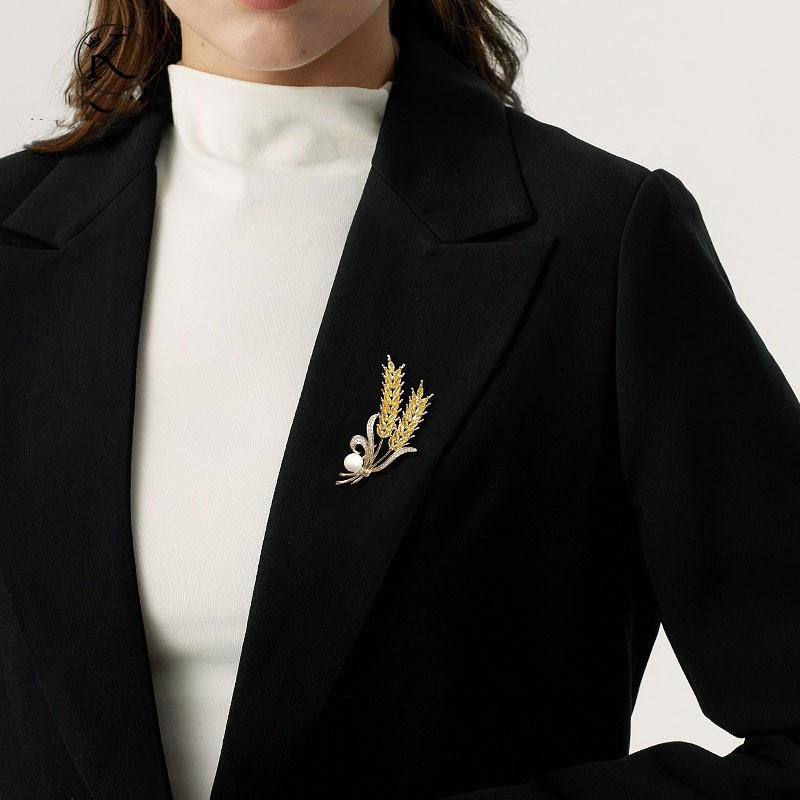 Χρυσή καρφίτσα αυτιού σιταριού γυναικεία εξαιρετική καρφίτσα καρφίτσας σιταριού με στρας επαγγελματική κοστούμι αξεσουάρ spot_voghion.com