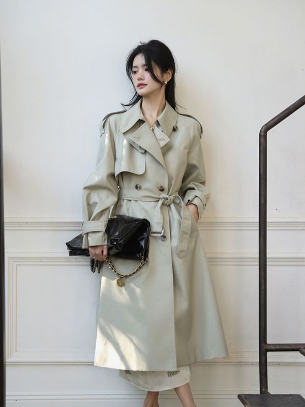 中长款过膝英伦风衣外套女春秋今年流行上档次小个子立领大衣|undefined