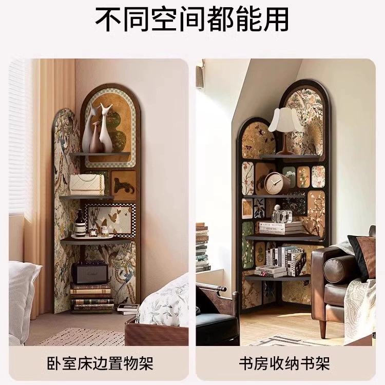 Религиозная? Medieval style floor-standing ornaments living room TV cabinet wall corner cabinet retro storage rack multi-layer triangle cabinet