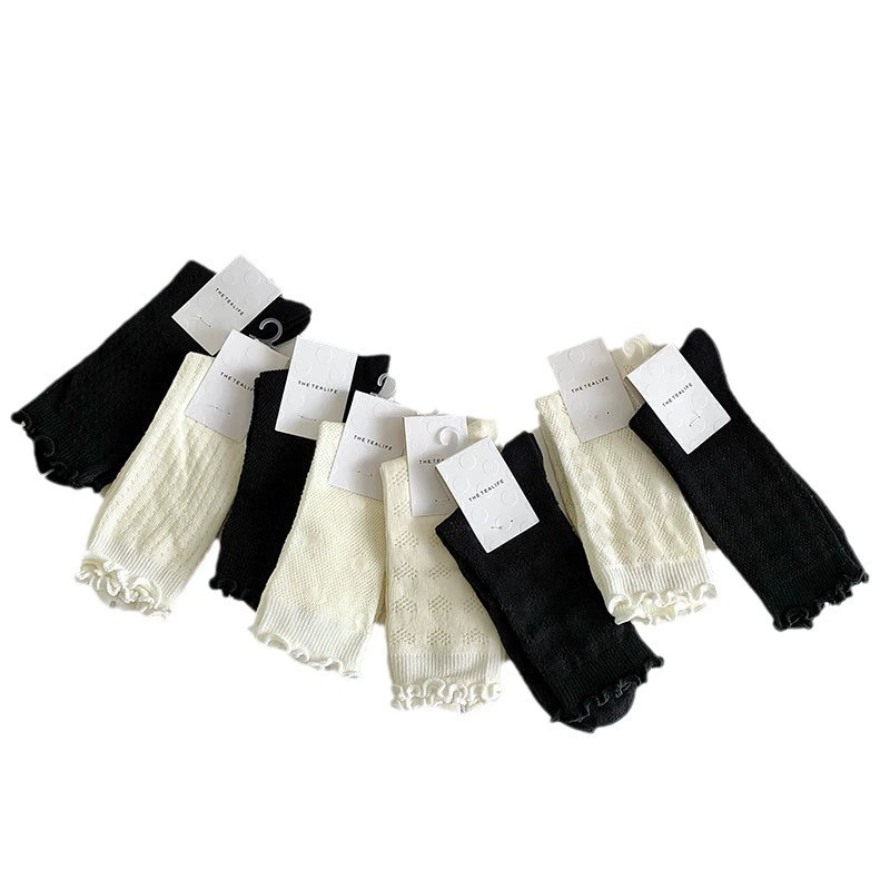 Summer breathable white spring knee socks, mid-length