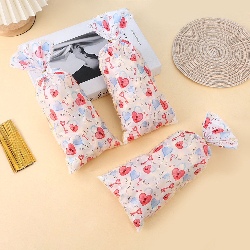 Transfronterizo al por mayor bolsa de dulces de OPP creativo amor bloqueo bolsa de embalaje de regalo caramelo snack embalaje OPP bolsillo plano