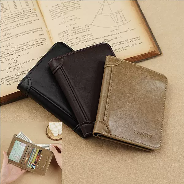 New cross-border men's wallet with zipper, multiple card slots, coin purse, ID and bill storage, card holder, wholesale selection