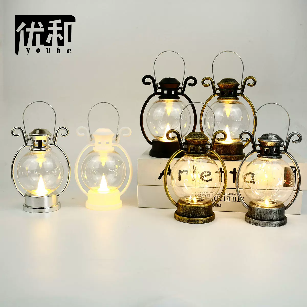 led电子风灯蜡烛小油灯跨境摆摊灯小马灯欧式复古装饰小夜灯摆件