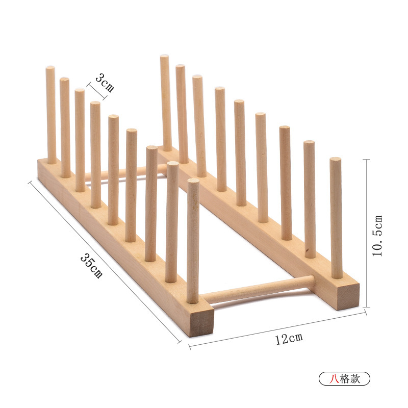 Escurridor y Organizador de Platos de Madera de Pino para Cocina