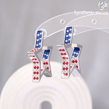 跨境新款美国国旗配色五角星耳钉欧美wish热卖独立日节日个性耳饰