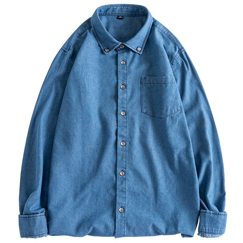 Camisa de manga larga de mezclilla de algodón camisa juvenil de moda masculina camisa juvenil abrigo de estudiante camisa juvenil moda masculina
