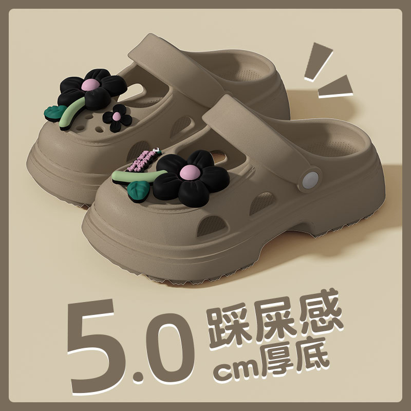 Baotou Croc Shoes Thick-Soled Sandals Women's Cute Cartoon Summer Heightening Outerwear Non-Slip Women's Slippers