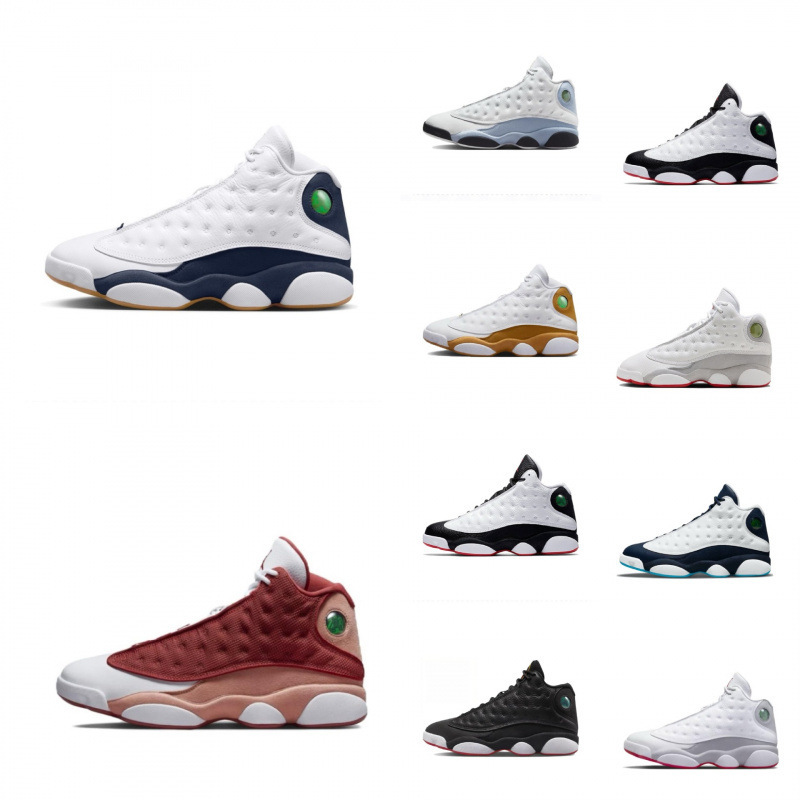 Aj13 Basketball Shoes Black and White Panda Men's Shoes Chinese Navy Blue Obsidian Qiao 13 High-top Sports Pure Original Putian