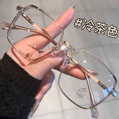 ブルーレイ防止平光メガネ女性モデル文芸范純欲風顕顔小四角枠近視メガネフレーム卸売り