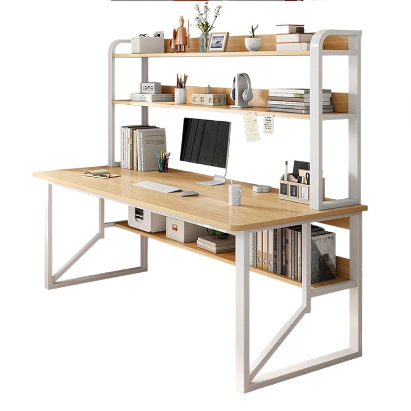 Escritorio con estantería integrada para uso doméstico, moderno y sencillo, con estante de almacenamiento, escritorio de estudio para estudiantes, escritorio sencillo para escribir y estudiar con ordenador.