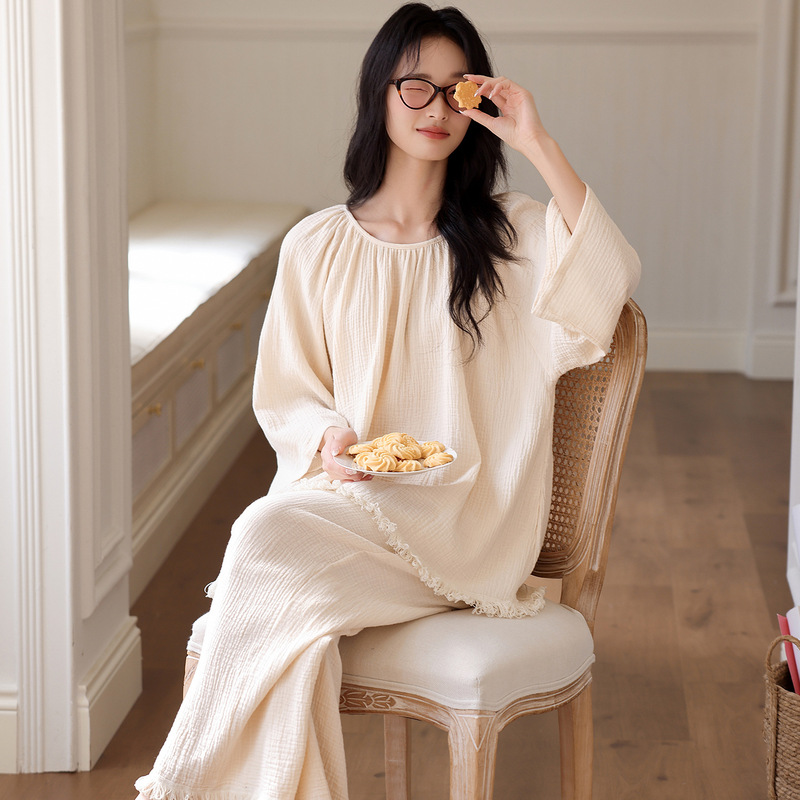 睡衣女春秋季新款长袖简约休闲舒适少女可外穿家居服套装秋冬款|undefined