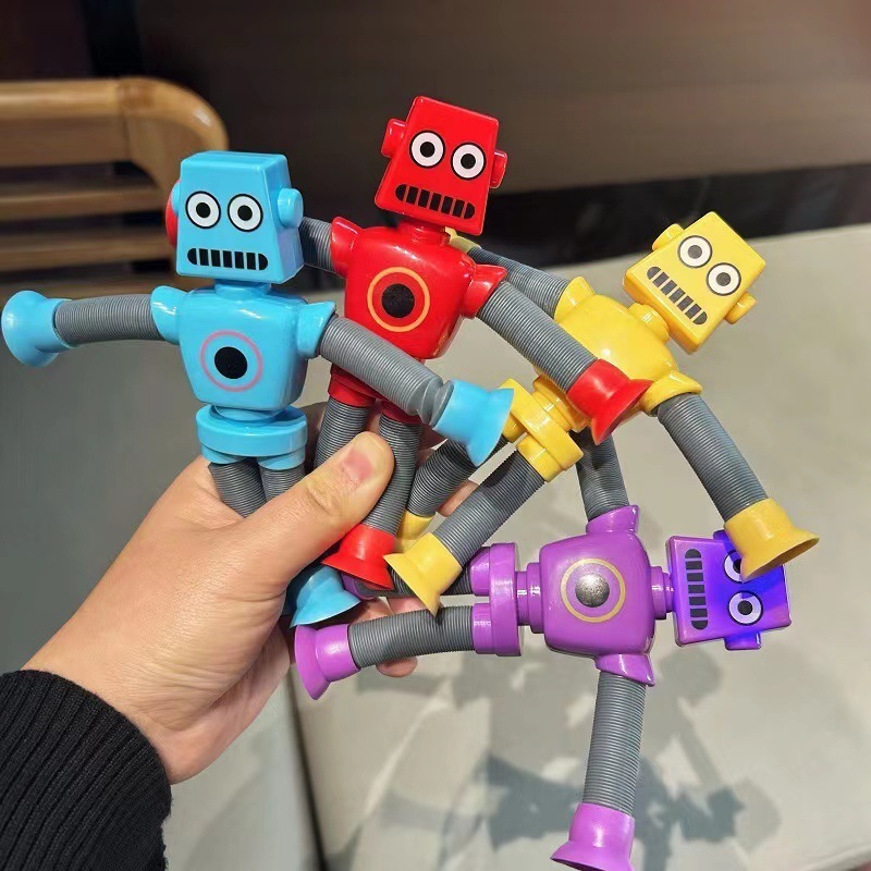 クロスボーダー吸盤ロボット伸縮玩具百変形ストレッチ管発光解凍奇趣減圧玩具プレゼント|undefined
