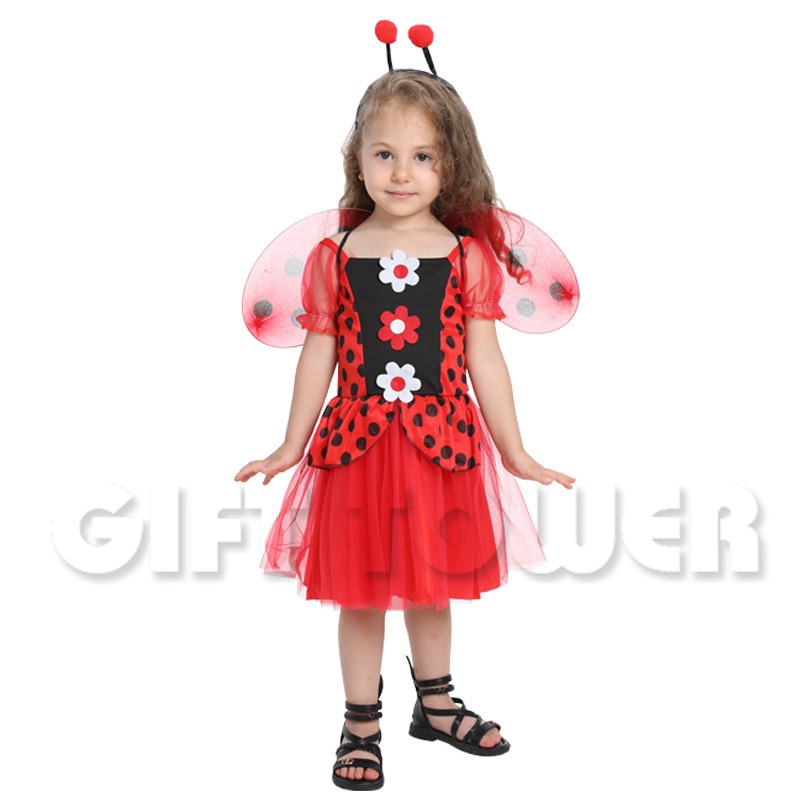 Hwanyou S-0048 Cute Ladybug Little Princess Party Costume, Halloween Playful Children's costume, Masqueraded Ball sleeping bag detail image 1