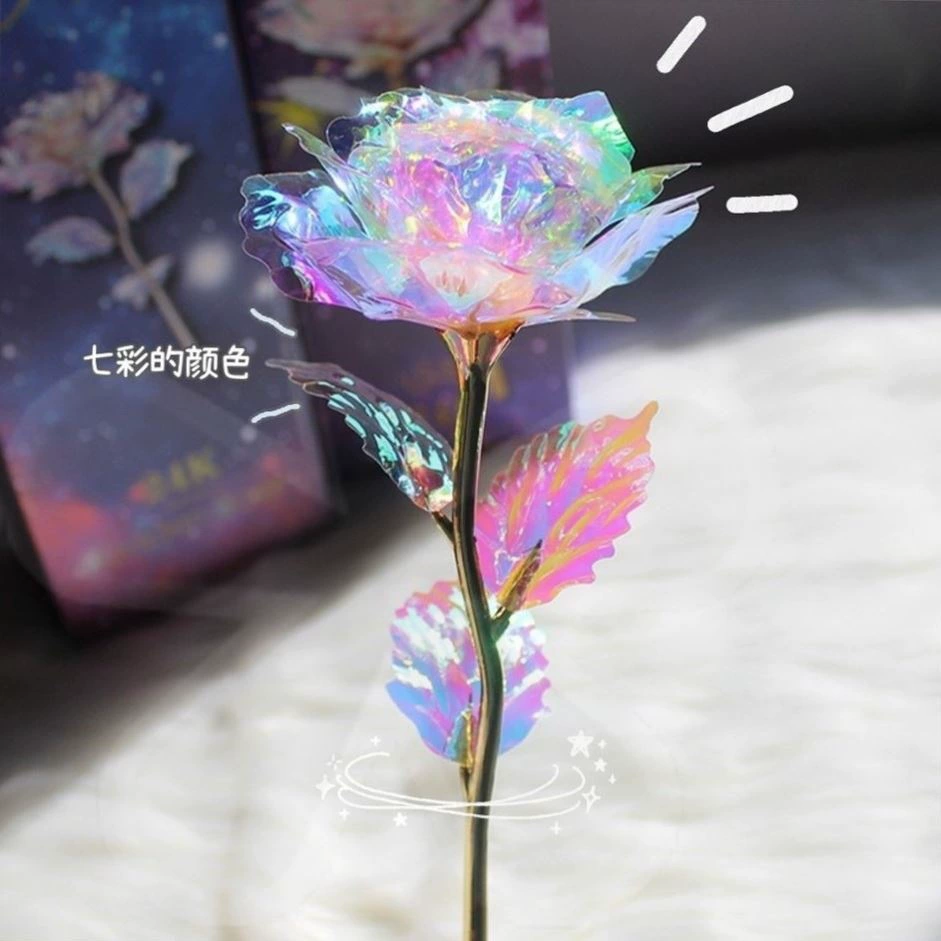 Оптовая продажа 520 китайских подарков ко Дню святого Валентина: роза из 24-каратного золота в подарочной коробке, светящаяся, одиночная, с золотой фольгой, позолоченная роза